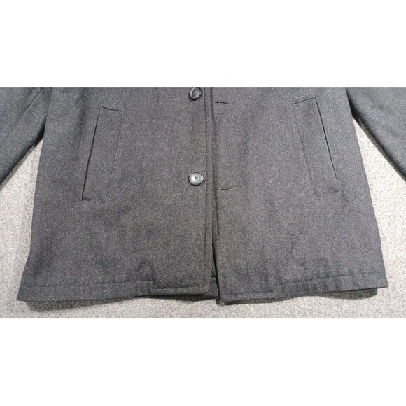 Merona Mens Black Wool Peacoat Jacket Winter Coat Large - Picture 6 of 16